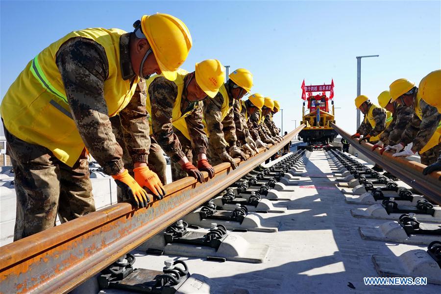 CHINA-HEBEI-BEIJING-ZHANGJIAKOU HIGH-SPEED RAILWAY-TRACK LAYING (CN)