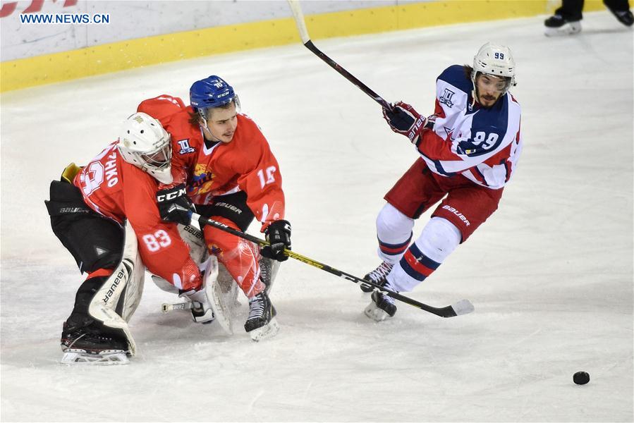 (SP)CHINA-JILIN CITY-ICE HOCKEY-SILK ROAD SUPREME HOCKEY LEAGUE-TSEN TOU VS ZVEZDA(CN)