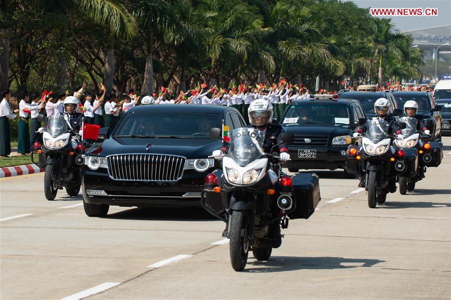 MYANMAR-NAY PYI TAW-CHINESE PRESIDENT-PEOPLE-WELCOME