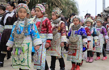 Childern attend celebration to greet Spring Festival in SW China