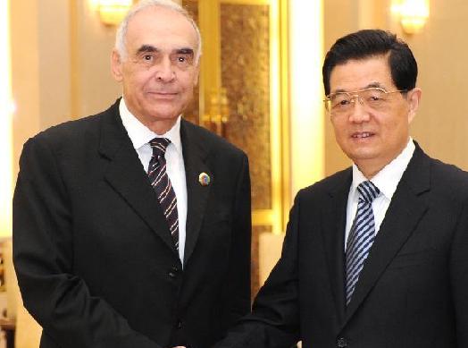 胡錦濤會(huì)見(jiàn)埃及總統(tǒng)特使、外長(zhǎng)阿姆魯