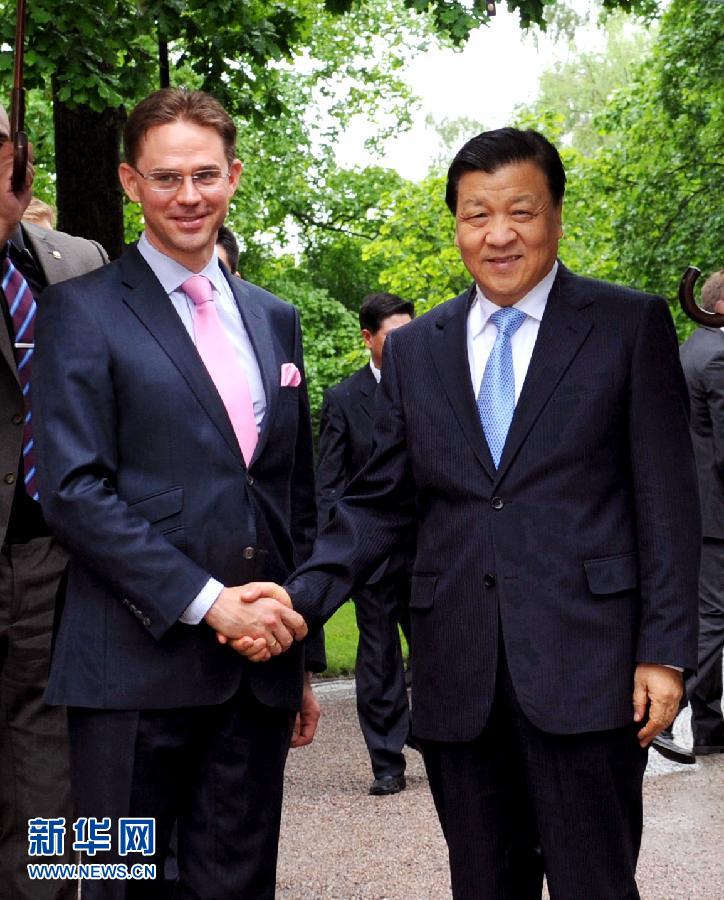 6月12日，中共中央政治局常委、中央書記處書記劉云山在赫爾辛基會(huì)見芬蘭總理卡泰寧。 新華社記者饒愛民攝