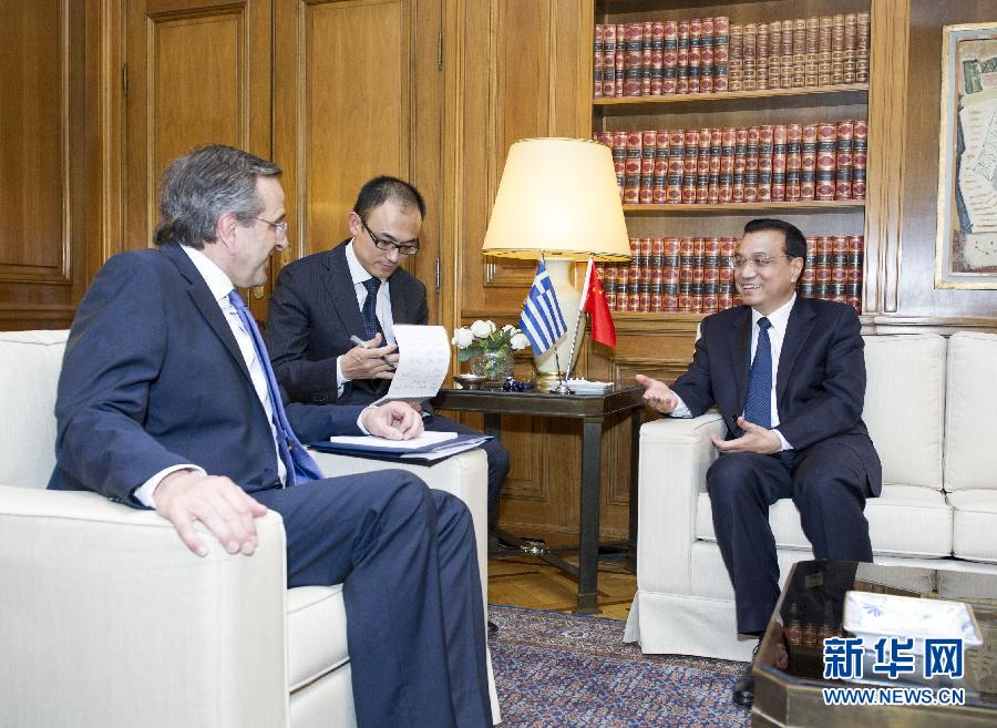 6月19日，國務(wù)院總理李克強在雅典同希臘總理薩馬拉斯舉行會談。新華社記者 王曄 攝