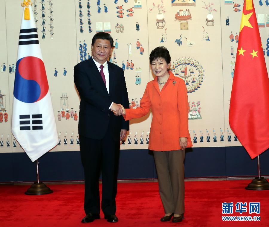 7月3日，國(guó)家主席習(xí)近平在首爾同韓國(guó)總統(tǒng)樸槿惠舉行會(huì)談。新華社記者 蘭紅光 攝