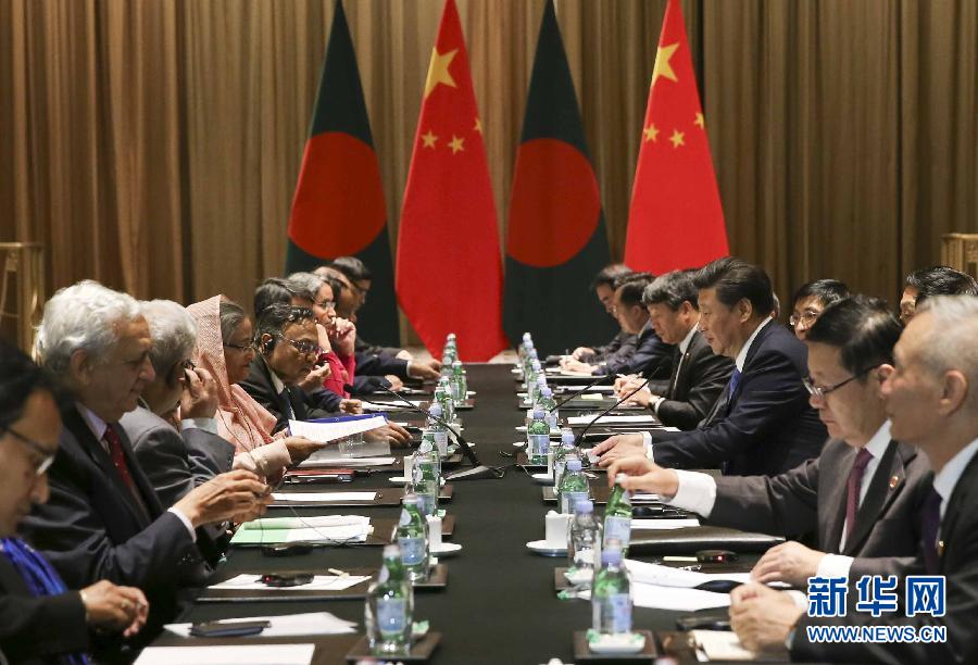 9月26日，國家主席習(xí)近平在紐約會見孟加拉國總理哈西娜。新華社記者蘭紅光攝 